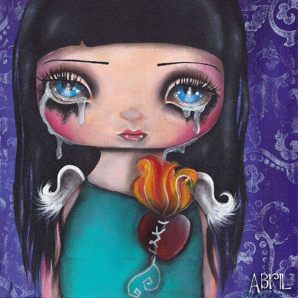 Angel Poster featuring the painting Wash Away my Tears by Abril Andrade