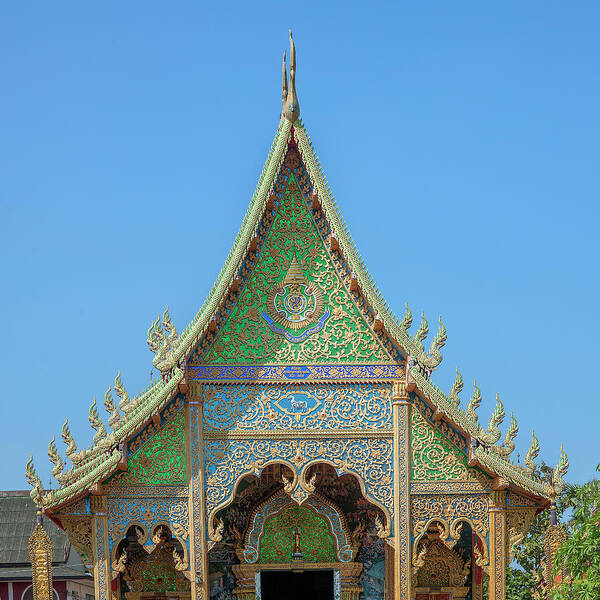 Scenic Poster featuring the photograph Wat Rong Sao Wihan Luang Gable DTHLU0151 by Gerry Gantt