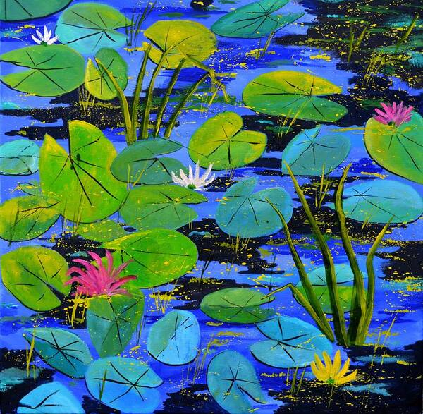 Landscape Poster featuring the painting Water lilies 88 by Pol Ledent