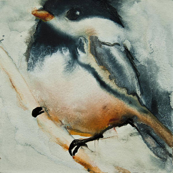 Birds Poster featuring the painting Watercolor Chickadee by Jani Freimann
