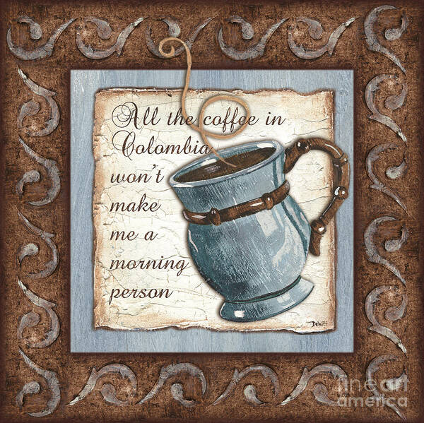 Coffee Poster featuring the painting Whimsical Coffee 1 by Debbie DeWitt