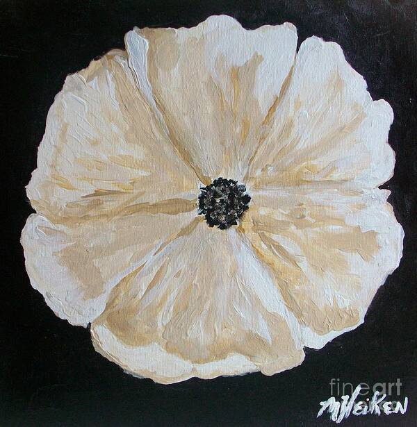 Flower Poster featuring the painting White flower on Black by Marsha Heiken