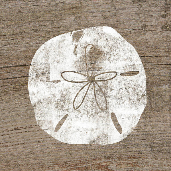 Wood Poster featuring the mixed media White Sand Dollar- Art by Linda Woods by Linda Woods