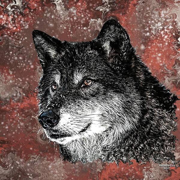 Digital Art Poster featuring the digital art Wild Dark Wolf by Artful Oasis