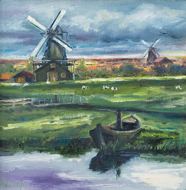 Water Poster featuring the painting Windmills by Rick Nederlof