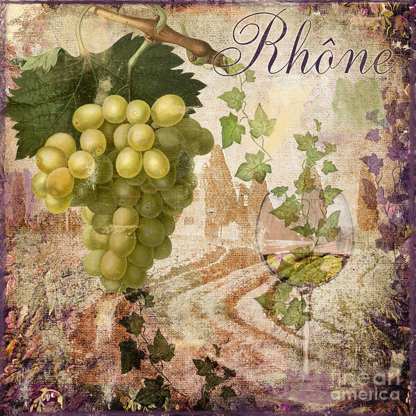 White Wine Grapes Poster featuring the painting Wine Country Rhone by Mindy Sommers