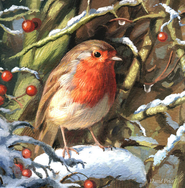 Christmas Poster featuring the painting Winters Friend by David Price