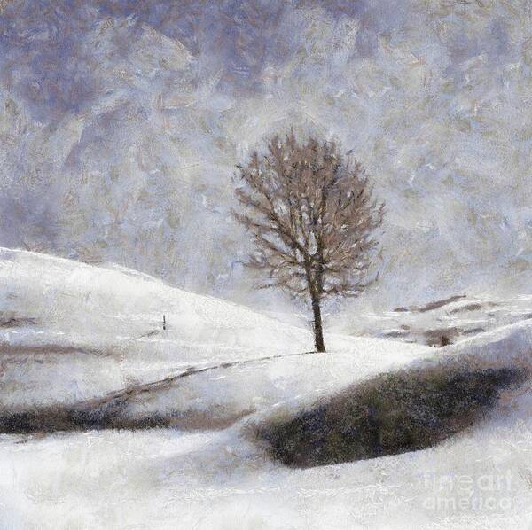 Winter Poster featuring the painting Winters Tree by Esoterica Art Agency
