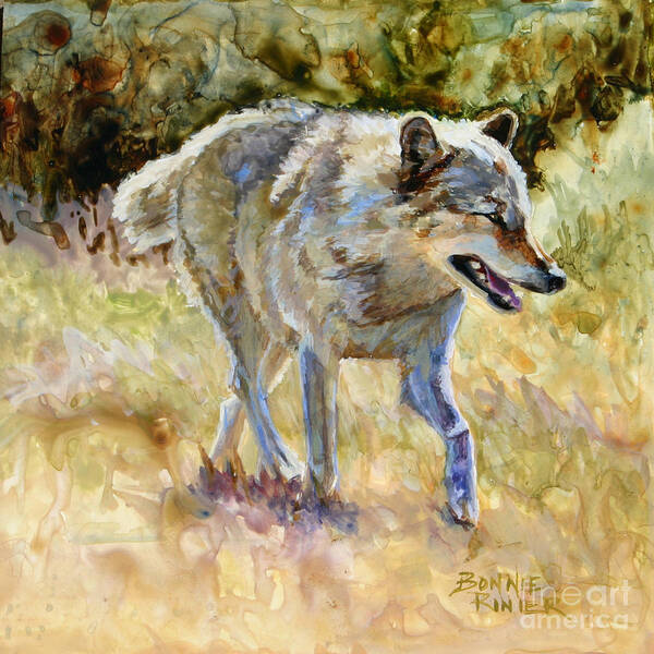 Wolf Poster featuring the painting Wolf by Bonnie Rinier