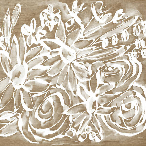 Wood Poster featuring the mixed media Wood And White Floral- Art by Linda Woods by Linda Woods
