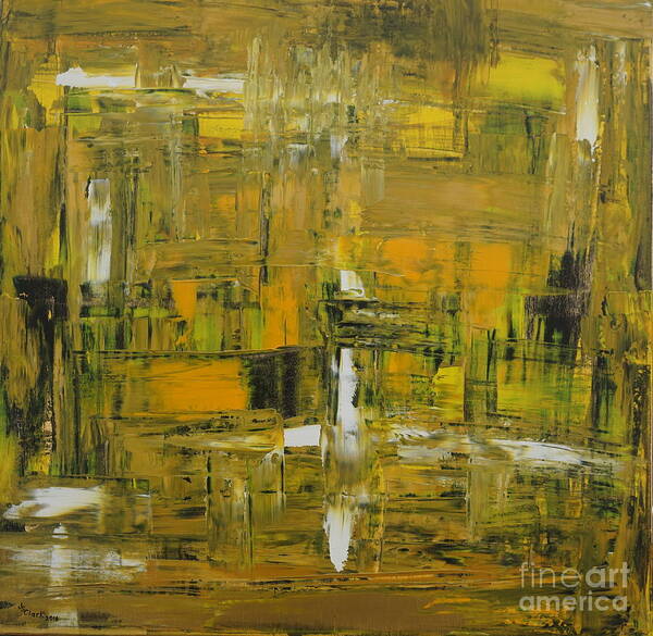 Abstract Poster featuring the painting Yellow and Black Abstract by Jimmy Clark