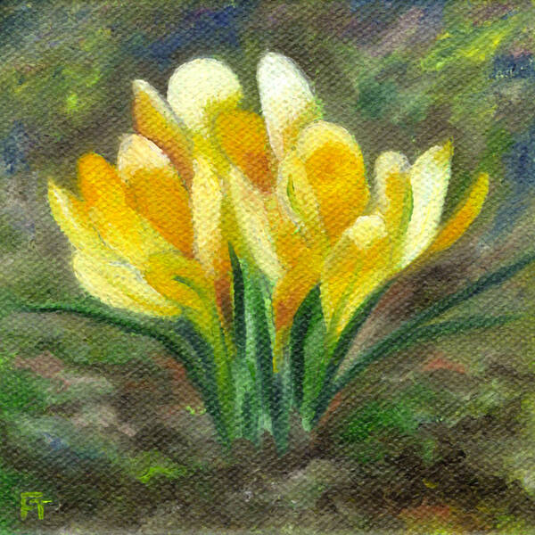 Crocus Poster featuring the painting Yellow Crocus by FT McKinstry