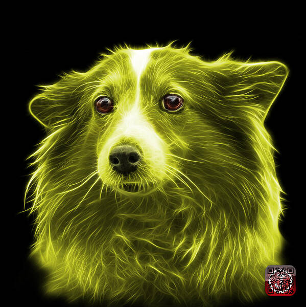 Sheltie Poster featuring the mixed media Yellow Shetland Sheepdog Dog Art 9973 - BB by James Ahn