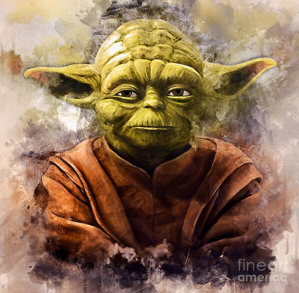 Yoda Poster featuring the painting Yoda Art by Ian Mitchell