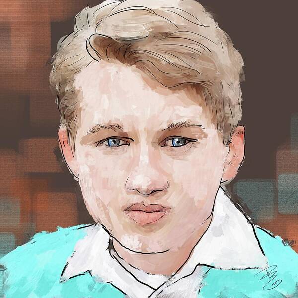 Young Poster featuring the digital art Young man by Debra Baldwin