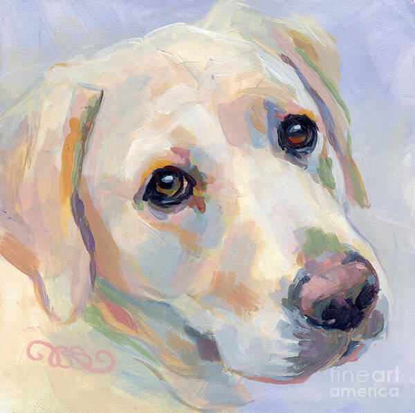 Yellow Lab Poster featuring the painting Young Man by Kimberly Santini