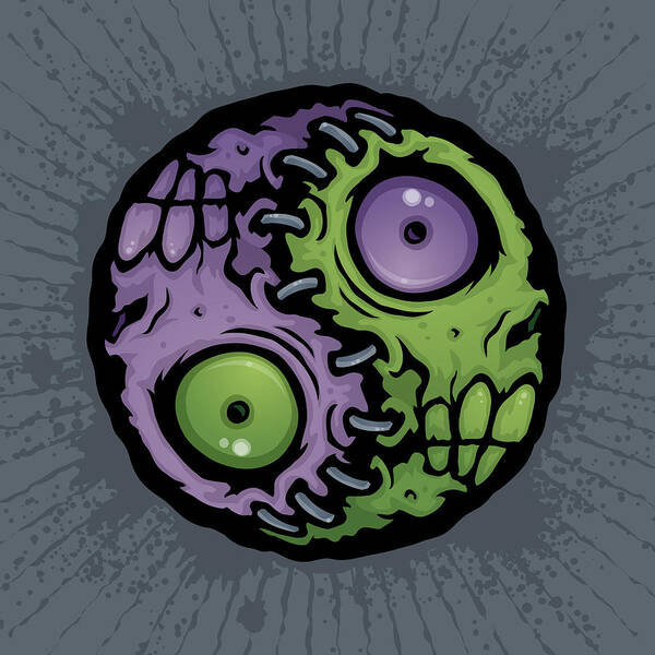 Zombie Poster featuring the digital art Zombie Yin-Yang by John Schwegel