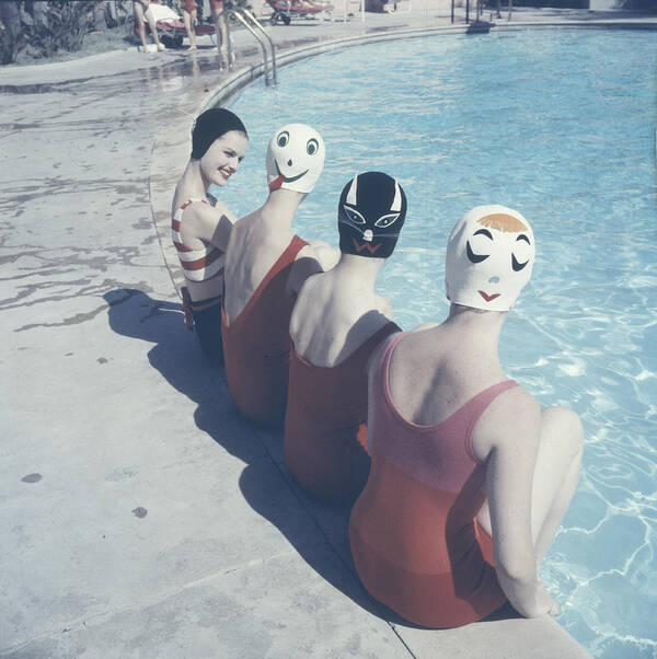 Swim Caps Poster featuring the photograph 'Crazy' Swim Caps by Ralph Crane