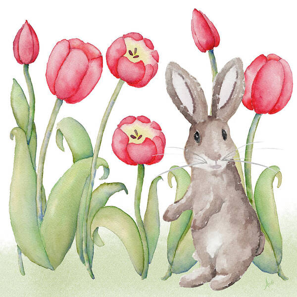 Easter Poster featuring the mixed media Easter Tulip I #1 by Andi Metz