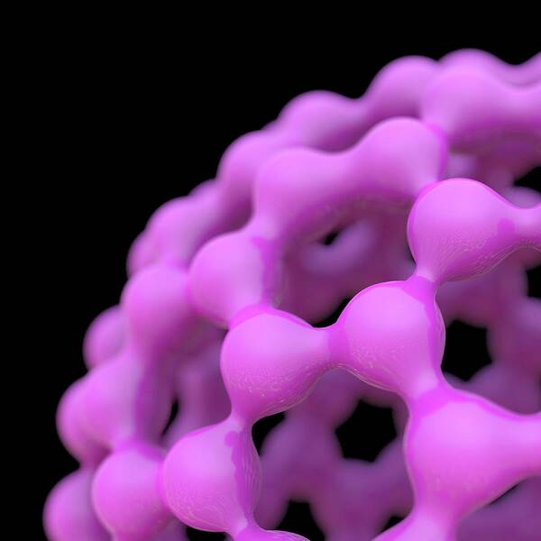 Black Background Poster featuring the digital art Fullerene Molecule, Artwork #1 by Laguna Design