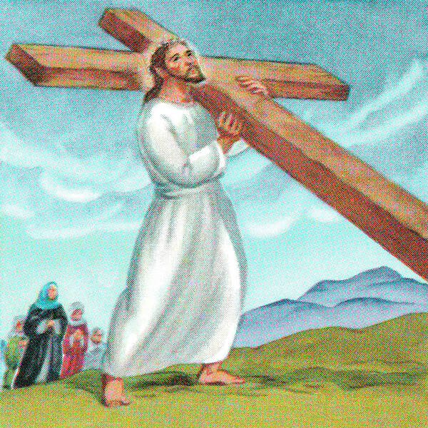 Belief Poster featuring the drawing Jesus carrying the cross #1 by CSA Images