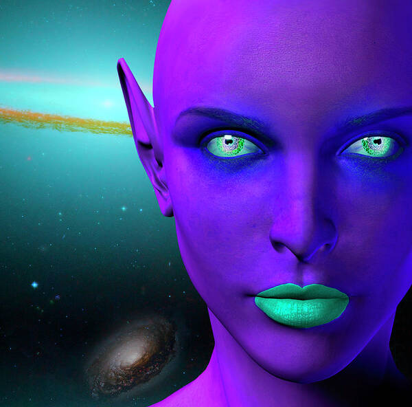 Awe Poster featuring the photograph The Face Of A Female Alien. Colorful #1 by Bruce Rolff