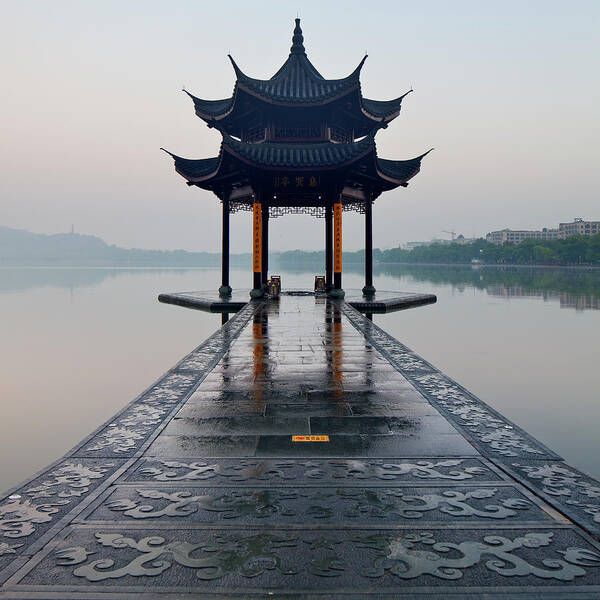 Estock Poster featuring the digital art West Lake, Zhenjiang, China #13 by Luigi Vaccarella