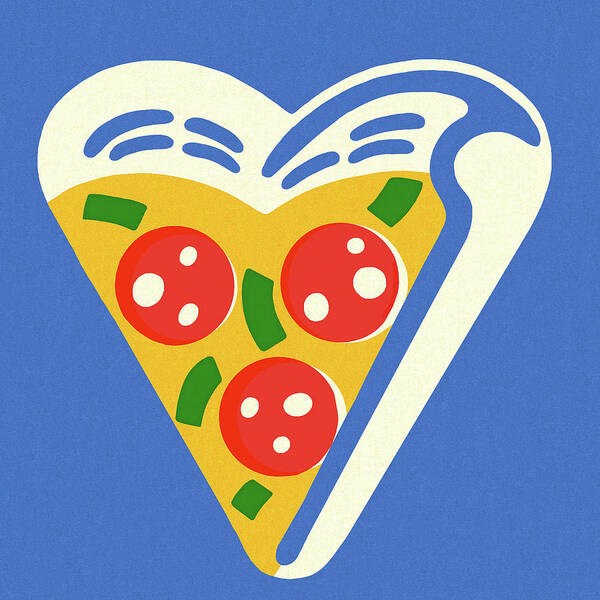 Blue Poster featuring the drawing Slice of Pizza #2 by CSA Images