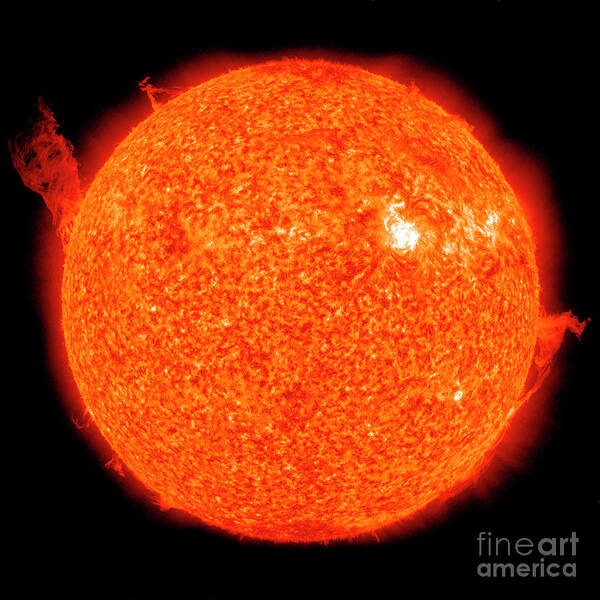 Orange Color Poster featuring the photograph Solar Activity On The Sun #8 by Stocktrek Images