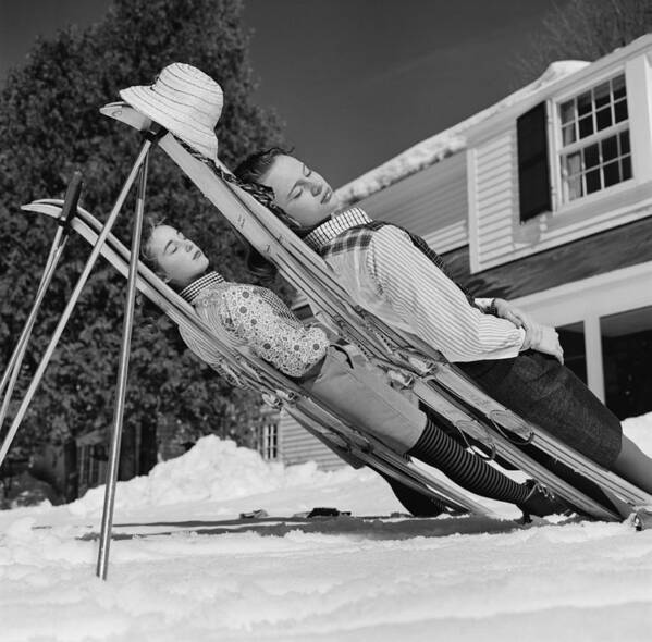 People Poster featuring the photograph New England Skiing by Slim Aarons