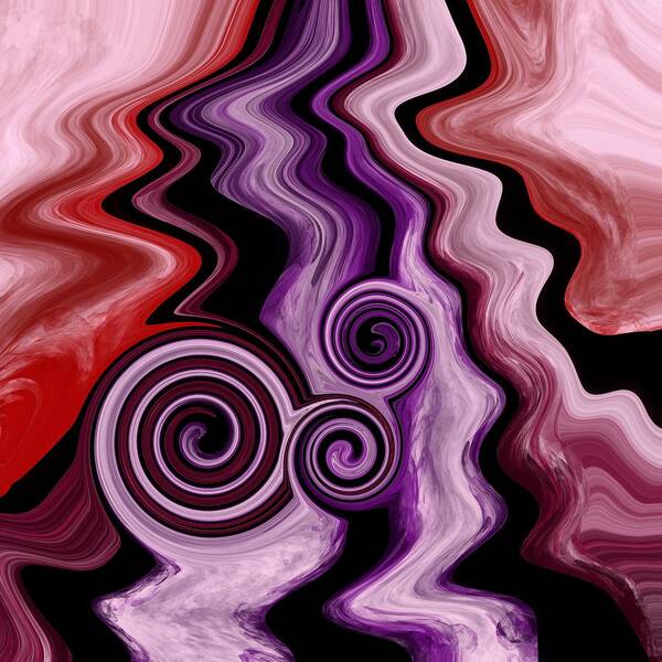 Red Poster featuring the painting Abstract Fluid Painting Pattern red, purple and pink by Patricia Piotrak