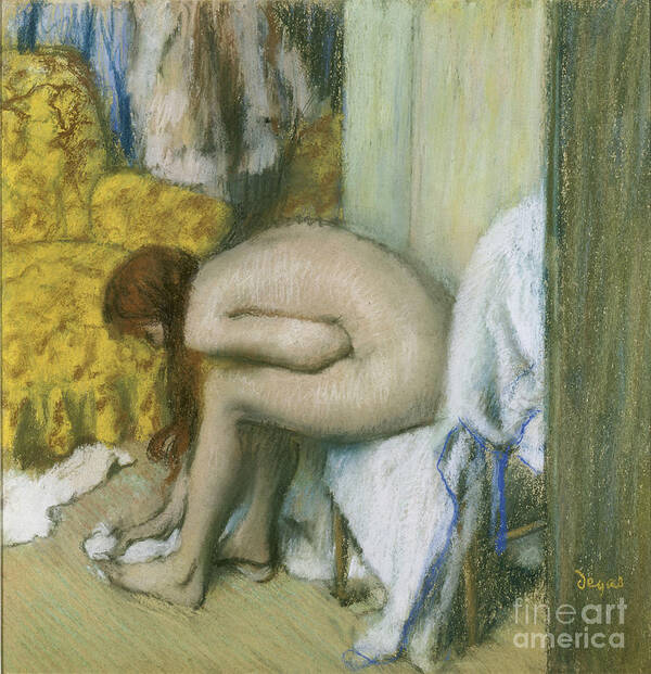 1910-1919 Poster featuring the drawing After The Bath. Artist Degas, Edgar by Heritage Images