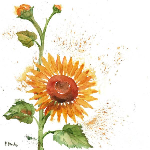 Watercolor Poster featuring the painting Arianna Sunflowers I - White by Paul Brent