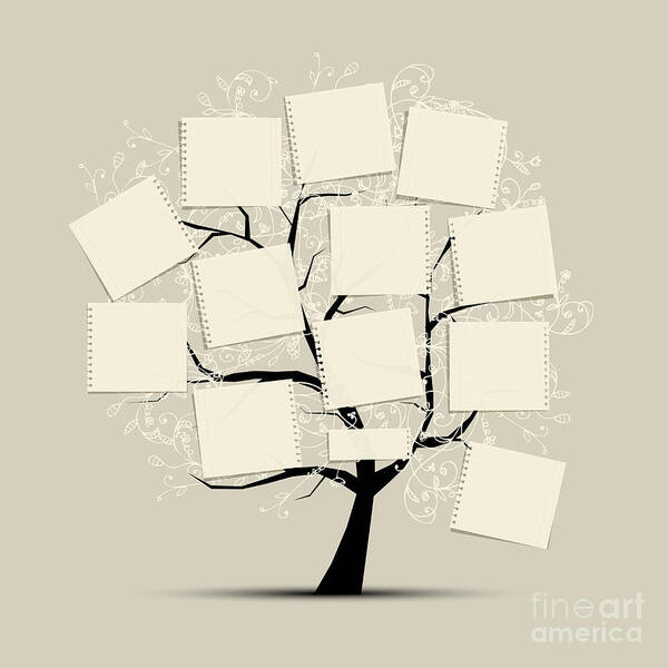 Template Poster featuring the digital art Art Tree With Papers For Your Text by Kudryashka