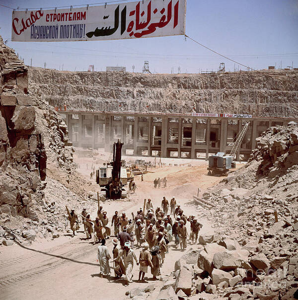 Civil Engineering Poster featuring the photograph Aswan High Dam Workers At Work Site by Bettmann