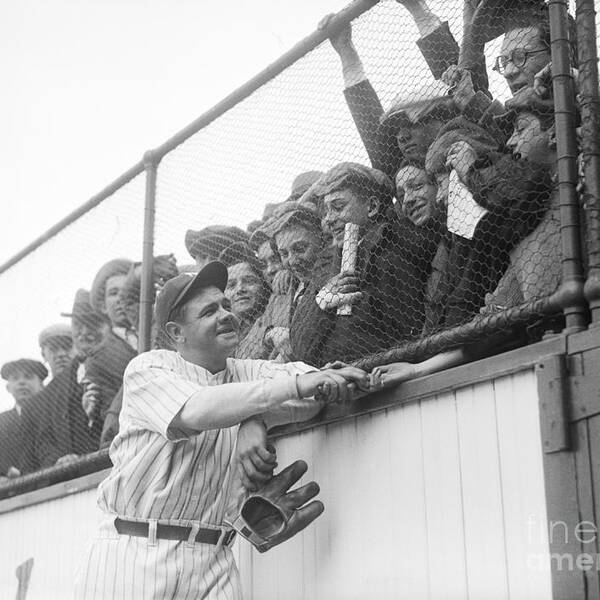 Child Poster featuring the photograph Babe Ruth With Fans by Bettmann