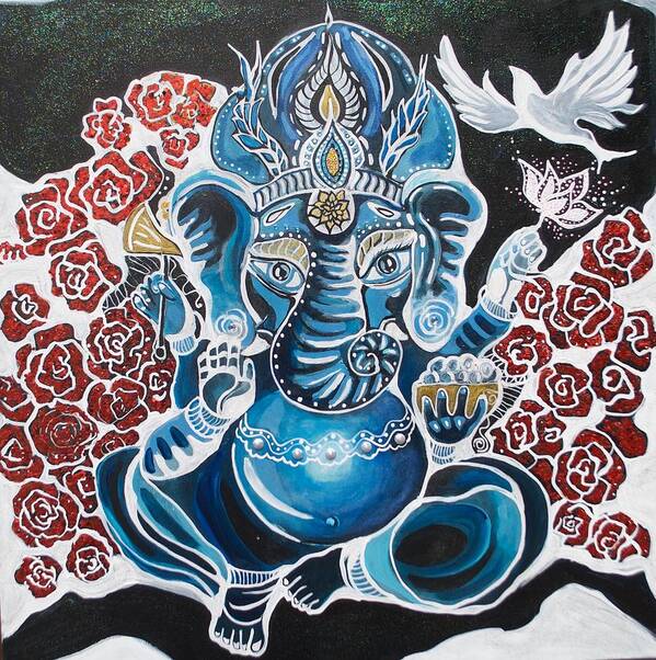 Ganesha Poster featuring the painting Baby Ganesha by Patricia Arroyo