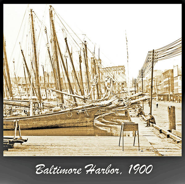 Landmark Poster featuring the photograph Baltimore Harbor 1900 Vintage Photograph by A Macarthur Gurmankin