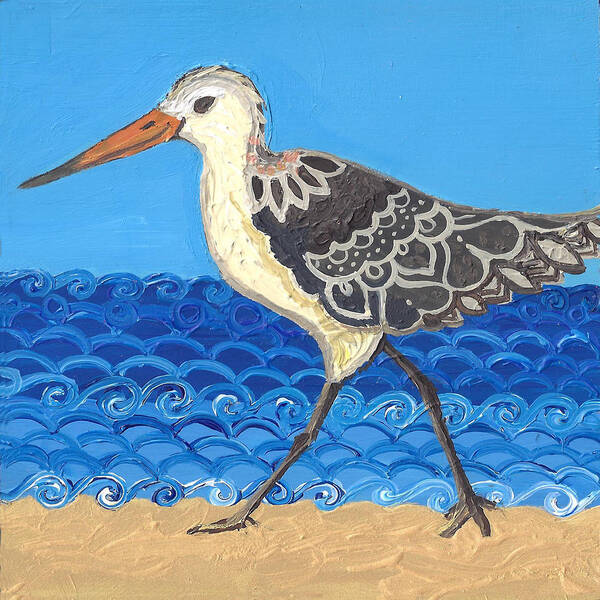 Beach Poster featuring the painting Beach Bird 2 by Caroline Sainis