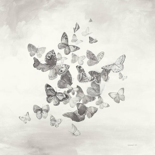 Bw Poster featuring the painting Beautiful Butterflies Bw by Danhui Nai