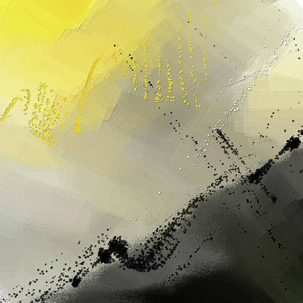 Yellow Poster featuring the painting Bit Of Sun - Yellow And Gray Modern Art by Lourry Legarde