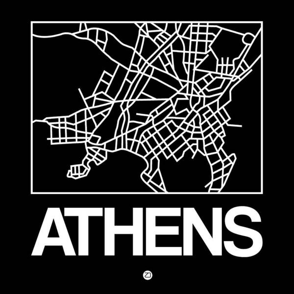 Athens Poster featuring the digital art Black Map of Athens by Naxart Studio
