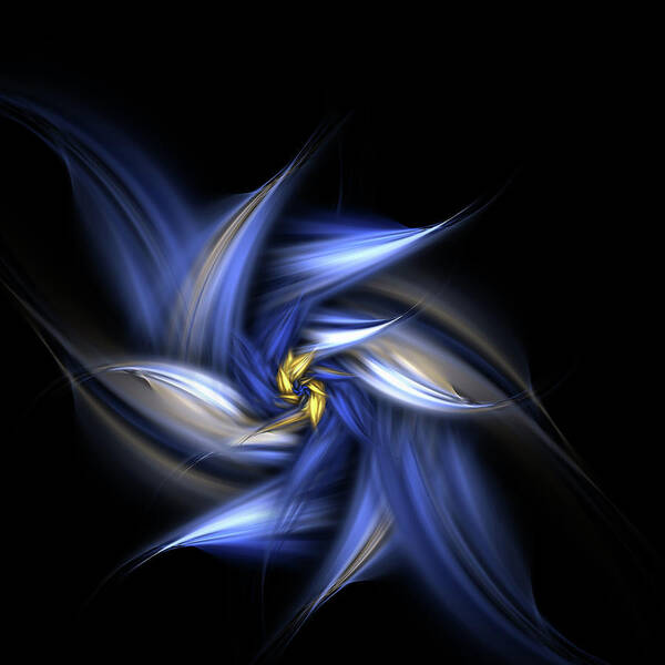 Fractal Poster featuring the digital art Blue Daisy by Brandi Untz