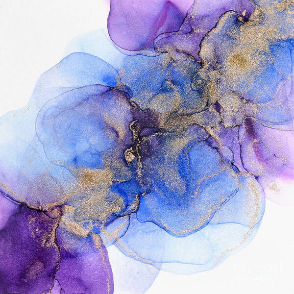 Alcohol Ink Poster featuring the painting Blue Florals by Alissa Beth Photography