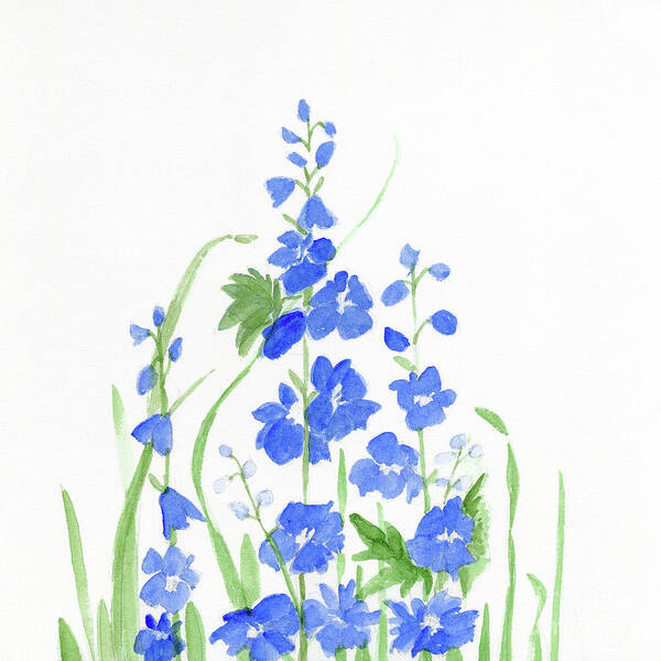 Larkspur Poster featuring the painting Blue Larkspur by Laurie Rohner