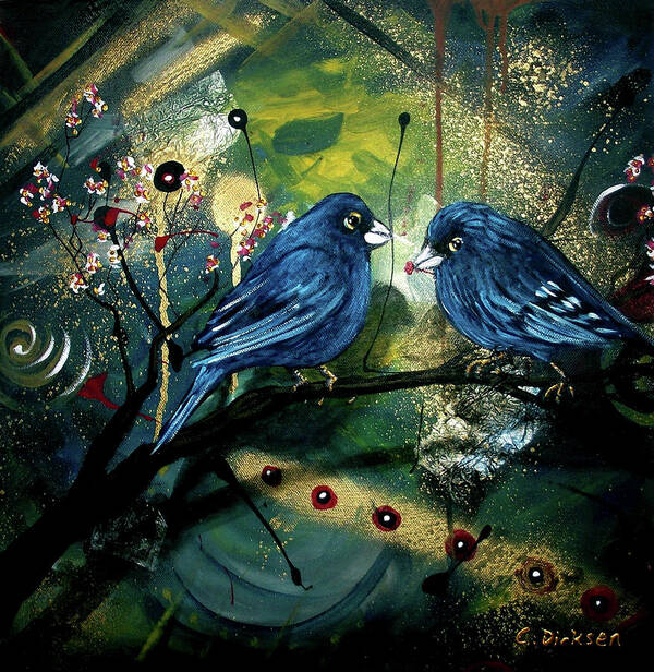 Bluebirds Poster featuring the painting Bluebirds by Cherie Roe Dirksen