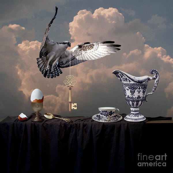 Falcon Poster featuring the digital art Breakfast with falcon by Alexa Szlavics