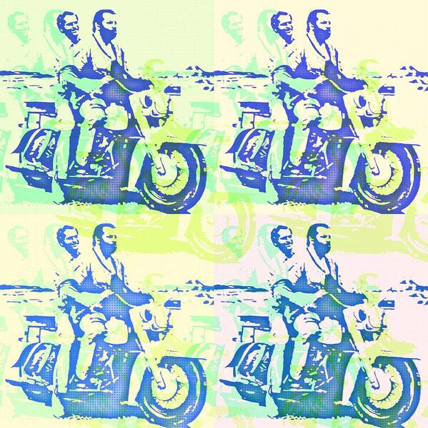 BUD SPENCER AND TERENCE HILL by motorcycle Portrait Pop Art Vintage Version  Poster