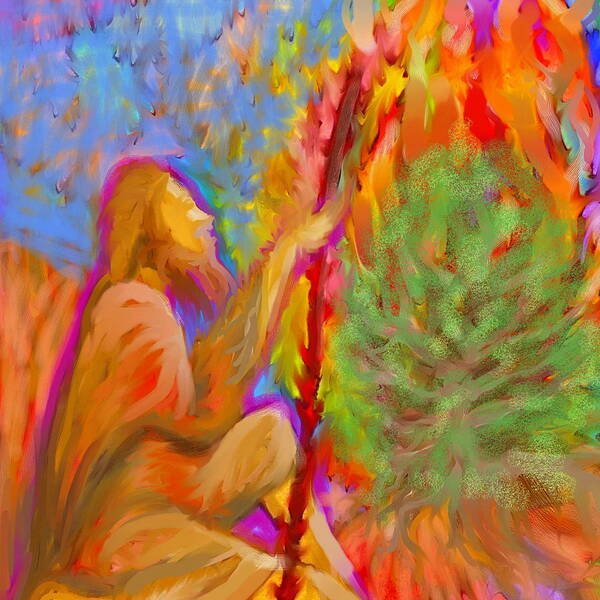 Yhwh Poster featuring the painting Burning Bush of YHWH by Hidden Mountain