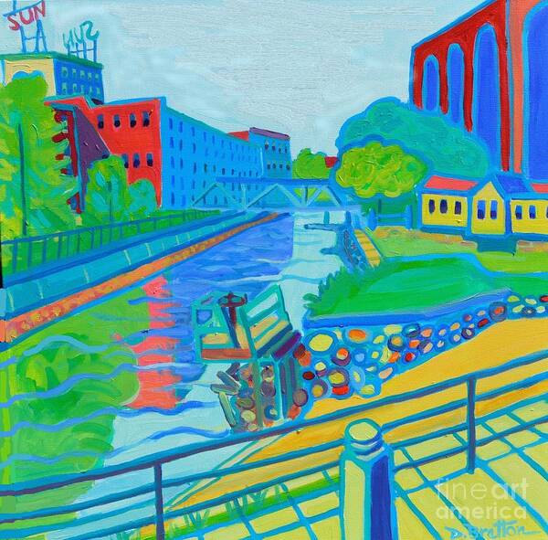 Lowell Poster featuring the painting Canal by the Sun by Debra Bretton Robinson